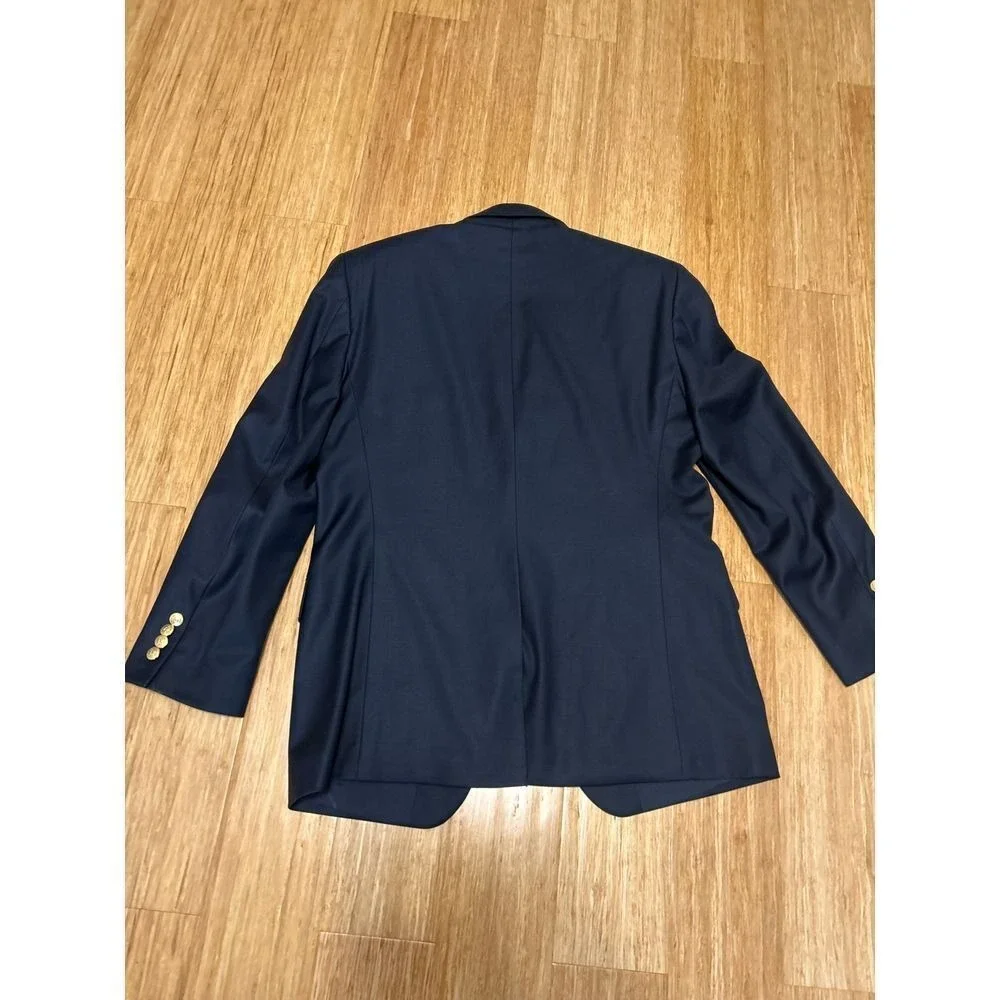 Lauren Ralph Lauren 40 R gold button navy blue wool suit blazer jacket‎ Career